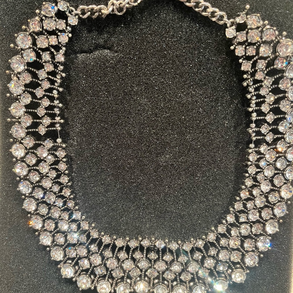 Zara Silver Crystal Statement Necklace